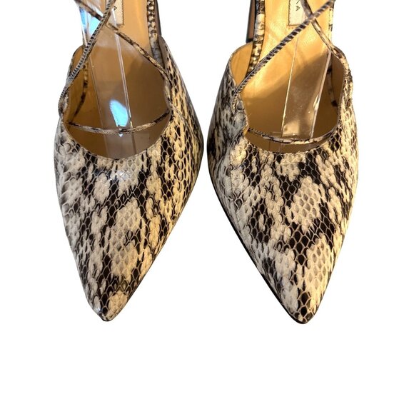 Bionda Castana Stiletto Heels Size 40 / 9-9.5 Snakeskin Two Toned Ankle Ties - Picture 7 of 11